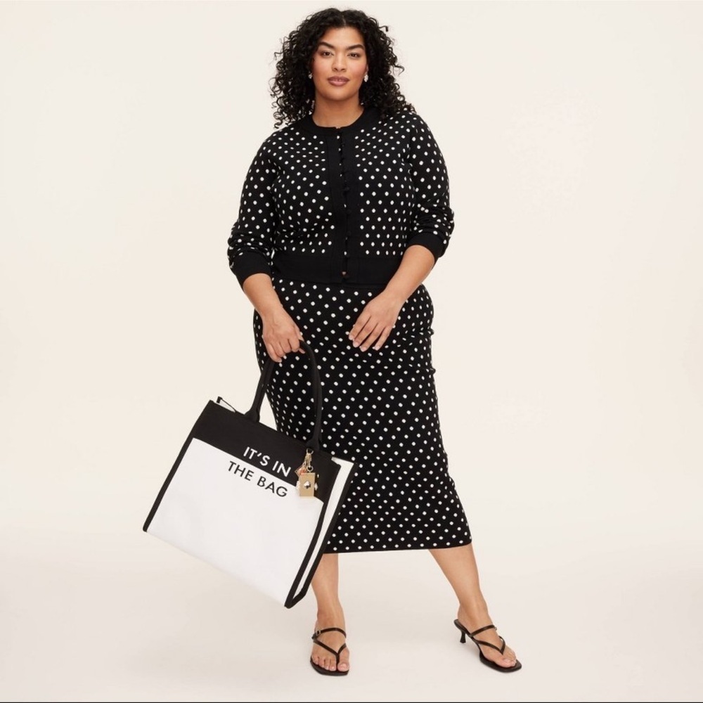 Kate Spade knit color block Black and White Tote Bag NWT - Picture 5 of 14
